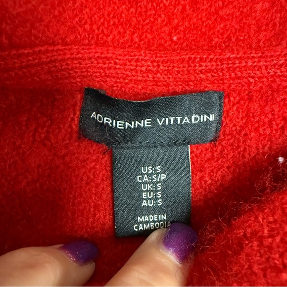 Adrienne Vittadini size small Red Cowl Neck Sweater with Turtleneck Style draped - Picture 5 of 8